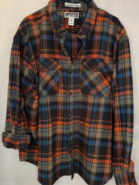 Duluth Trading Co Burlyweight Flannel Plaid Button-Down Untucked Length